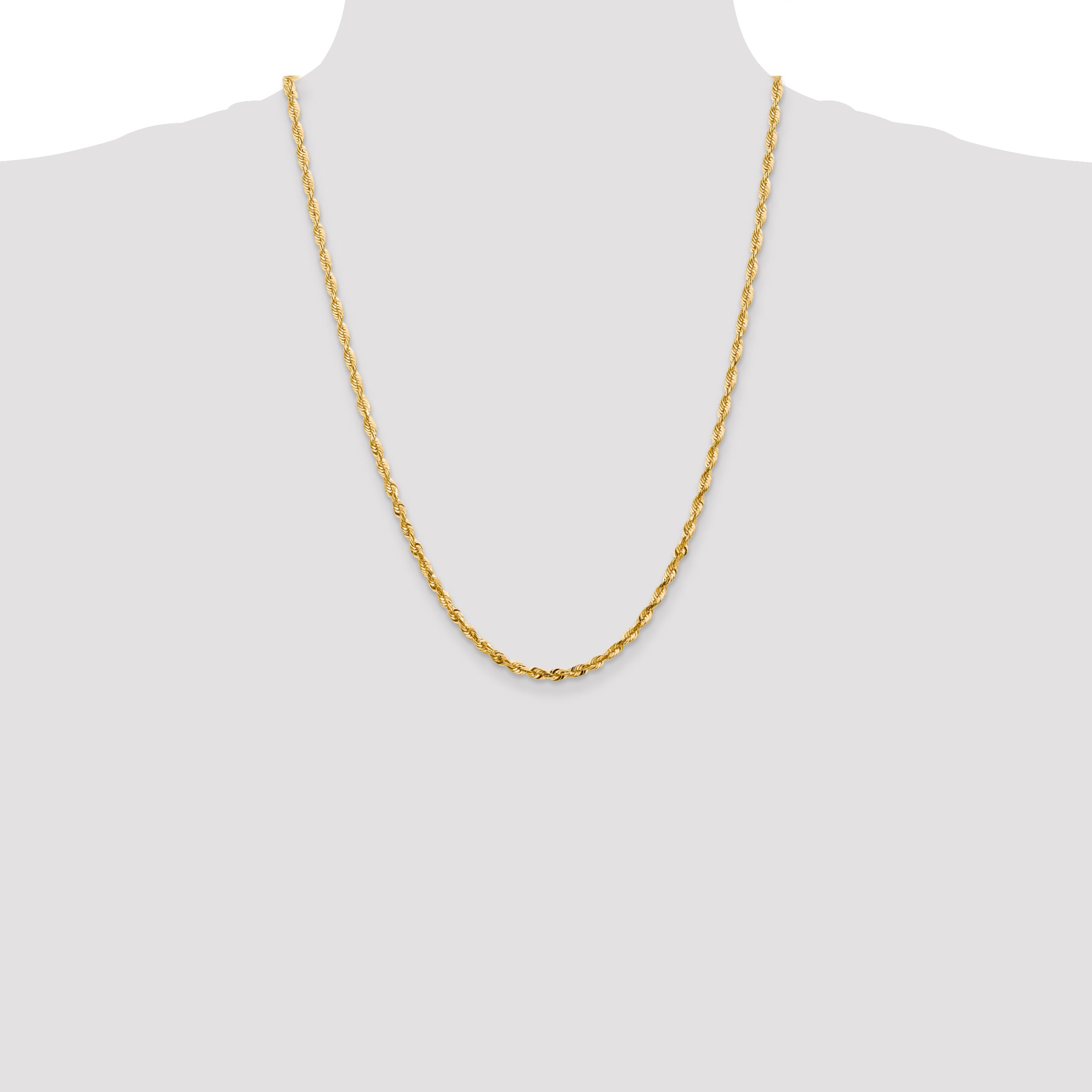 14K 24 inch 4mm Ultra Diamond-cut Rope with Lobster Clasp Chain