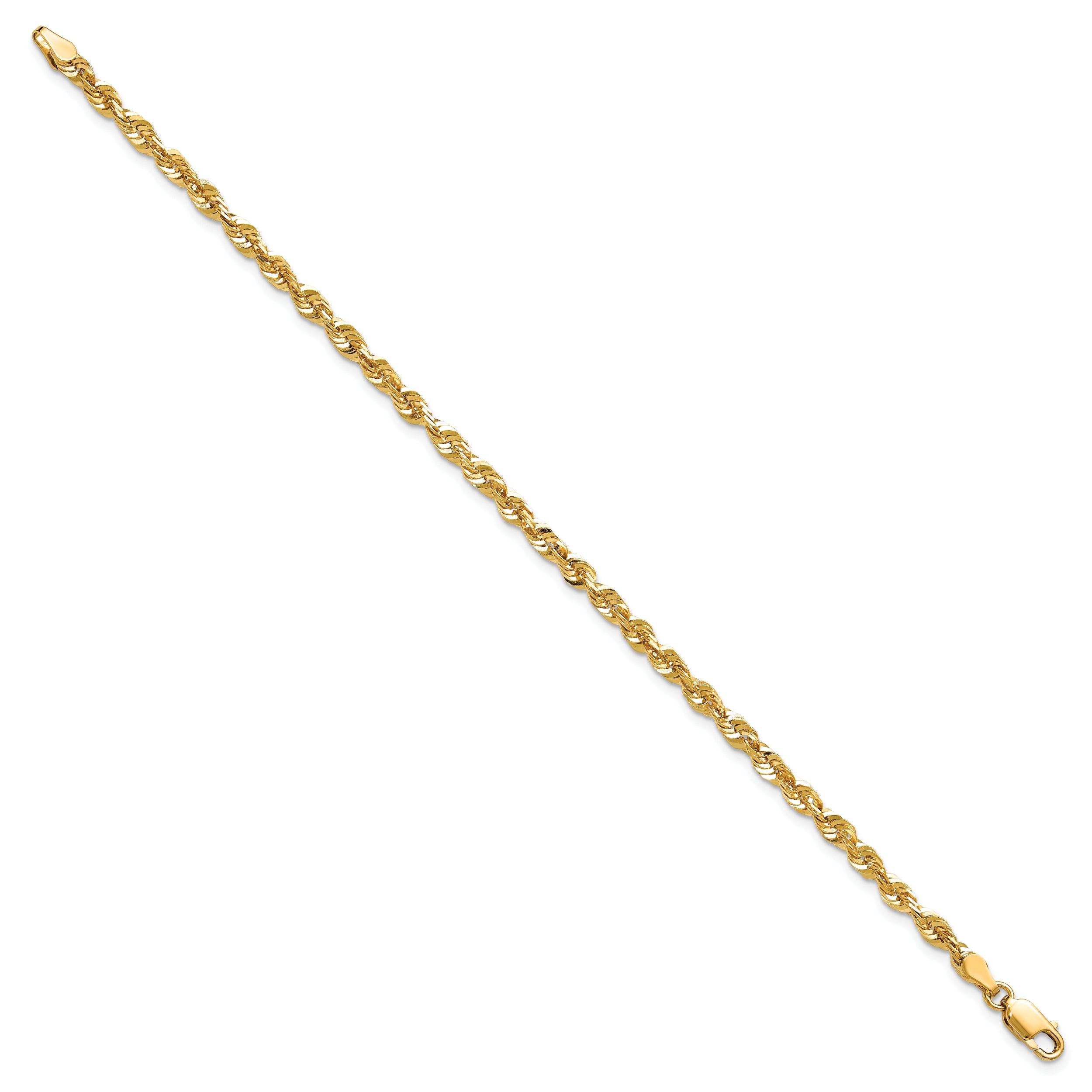 14K 9 inch 4mm Ultra Diamond-cut Rope with Lobster Clasp Chain