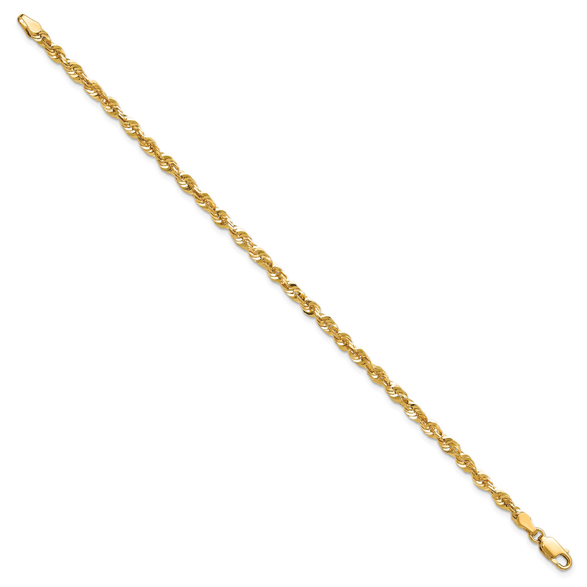 14K 7 inch 4mm Ultra Diamond-cut Rope with Lobster Clasp Chain