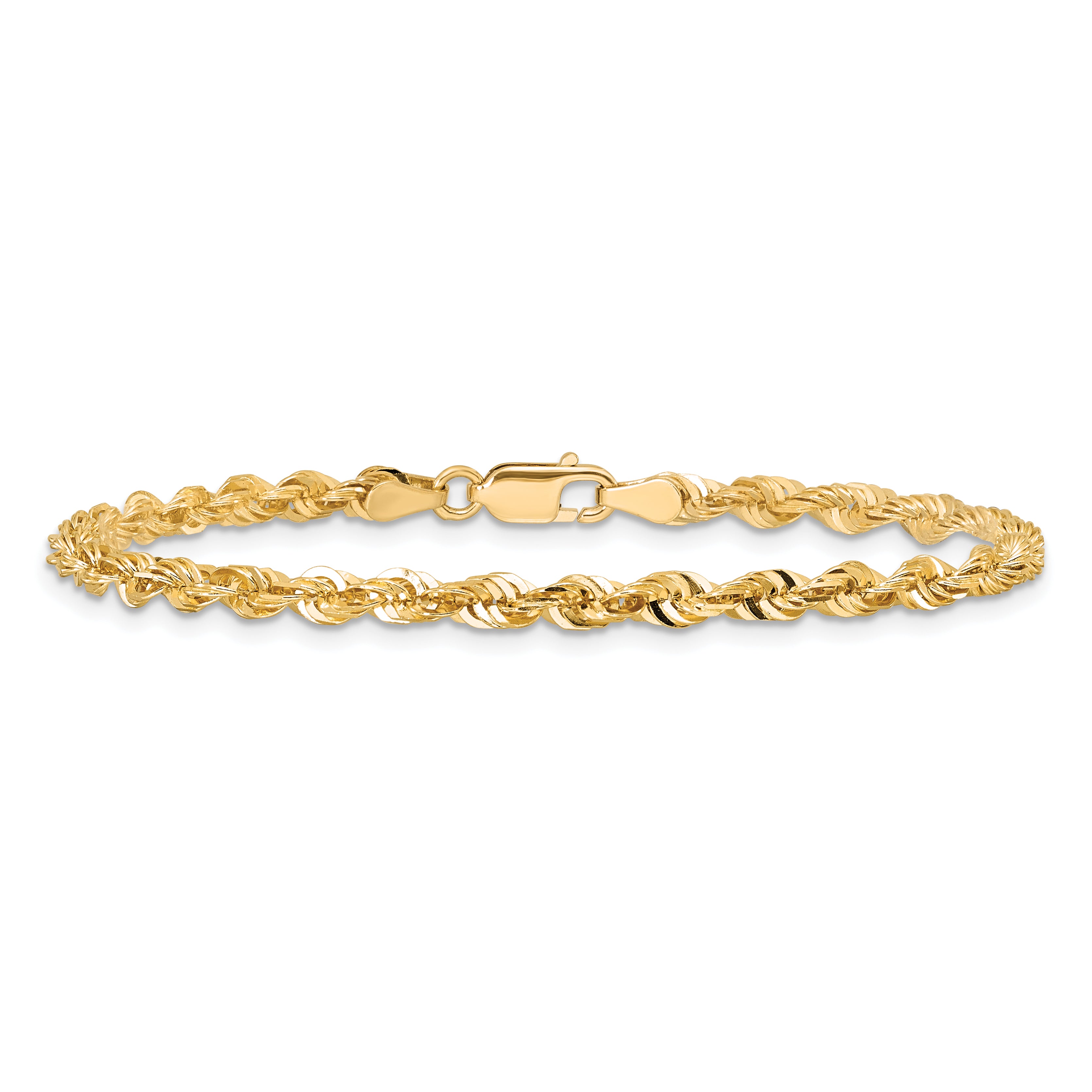 14K 9 inch 4mm Ultra Diamond-cut Rope with Lobster Clasp Chain