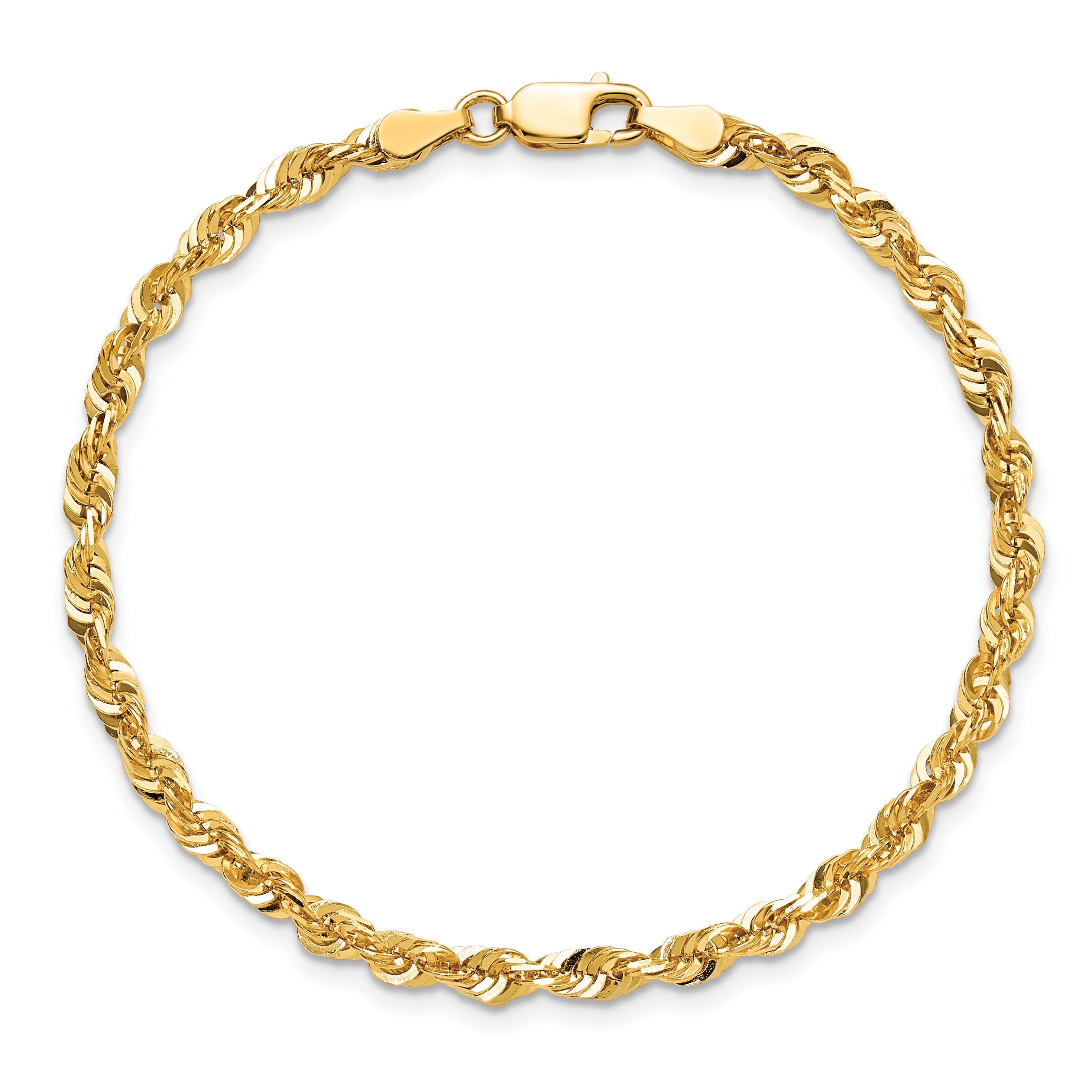 14K 9 inch 4mm Ultra Diamond-cut Rope with Lobster Clasp Chain