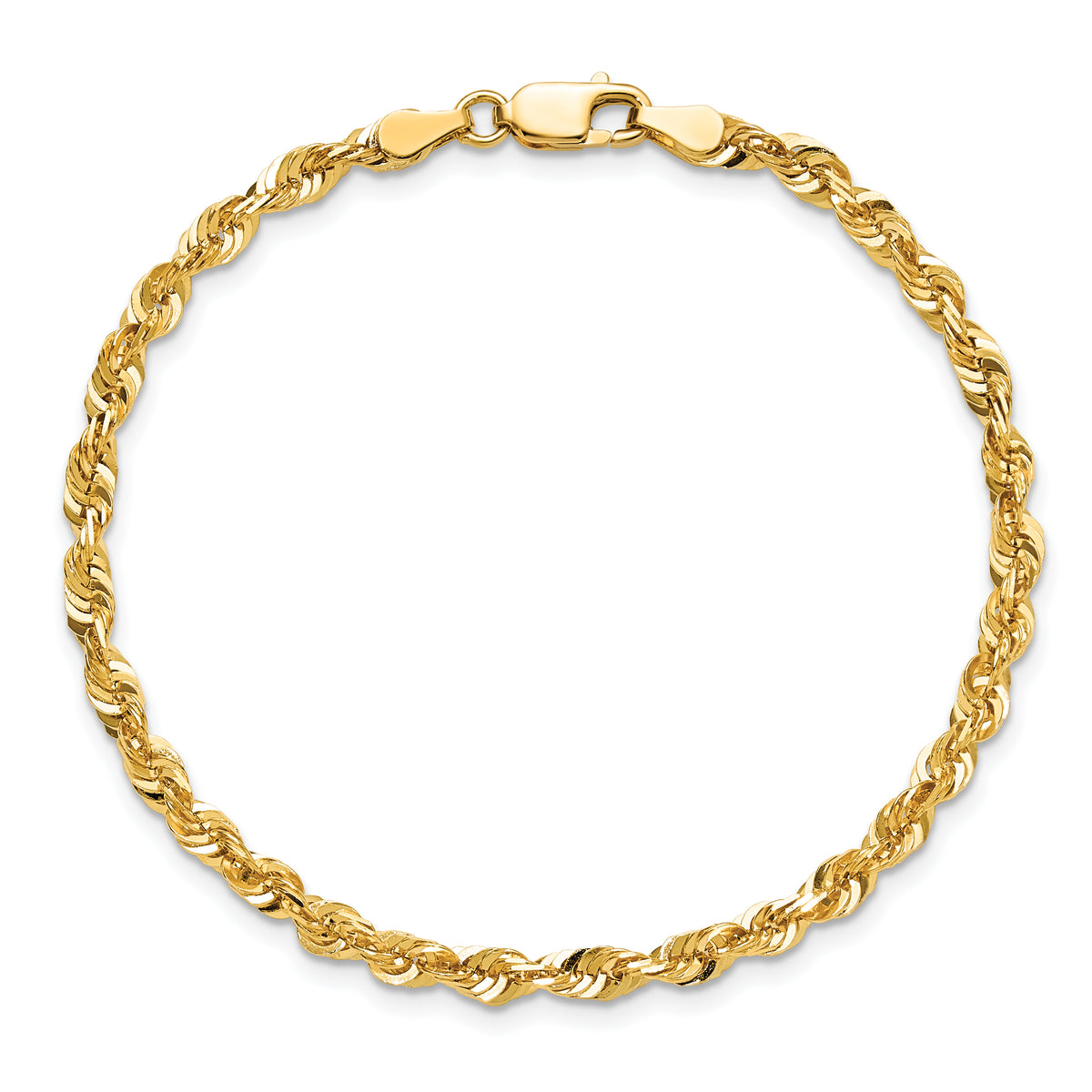 14K 7 inch 4mm Ultra Diamond-cut Rope with Lobster Clasp Chain