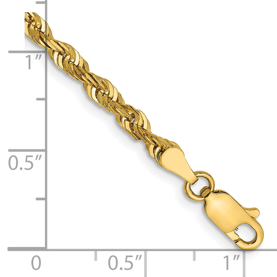 14K 9 inch 4mm Ultra Diamond-cut Rope with Lobster Clasp Chain