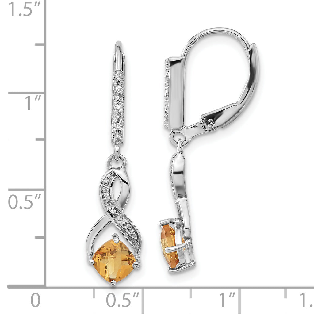 Sterling Silver Polished Yellow Citrine Birthstone Drop Dangle Earrings for Women
