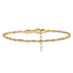 Sterling Silver Gold-plated Twist  9 inch Plus 1 inch Extender - Total 10 inch Anklet