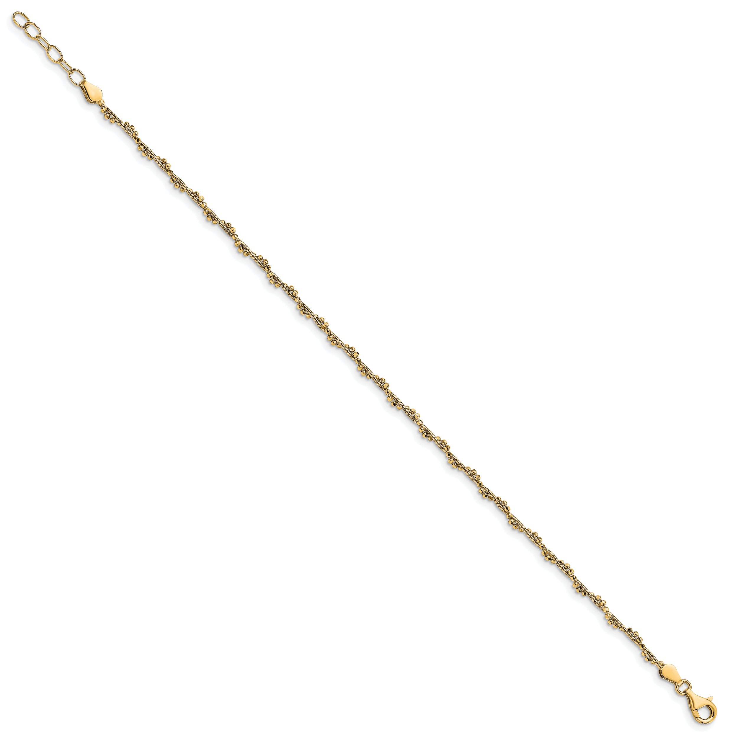 Sterling Silver Gold-plated Twist 10 inch Plus 1 inch Extender - Total 11 inch Anklet