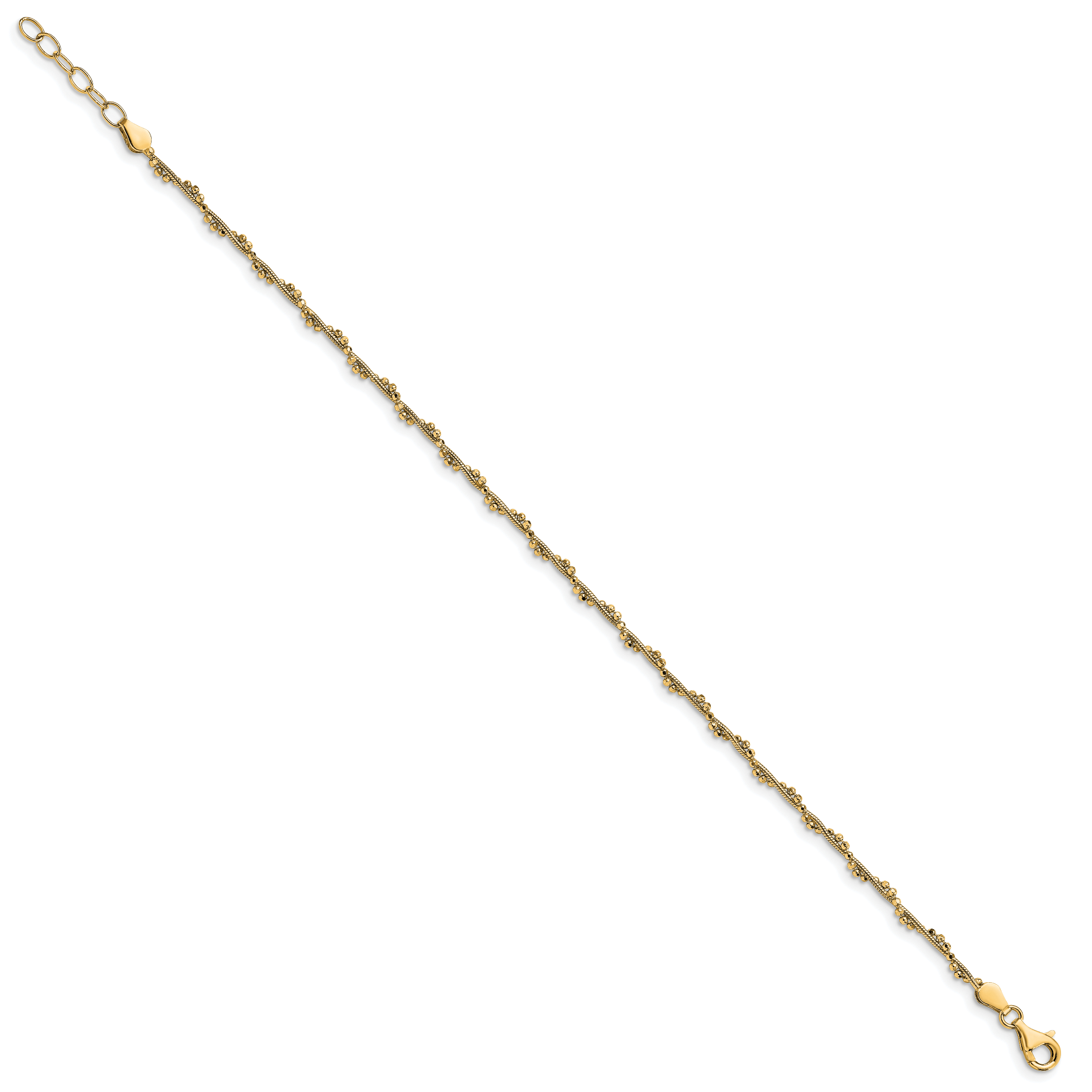 Sterling Silver Gold-plated Twist 10 inch Plus 1 inch Extender - Total 11 inch Anklet Secondary image