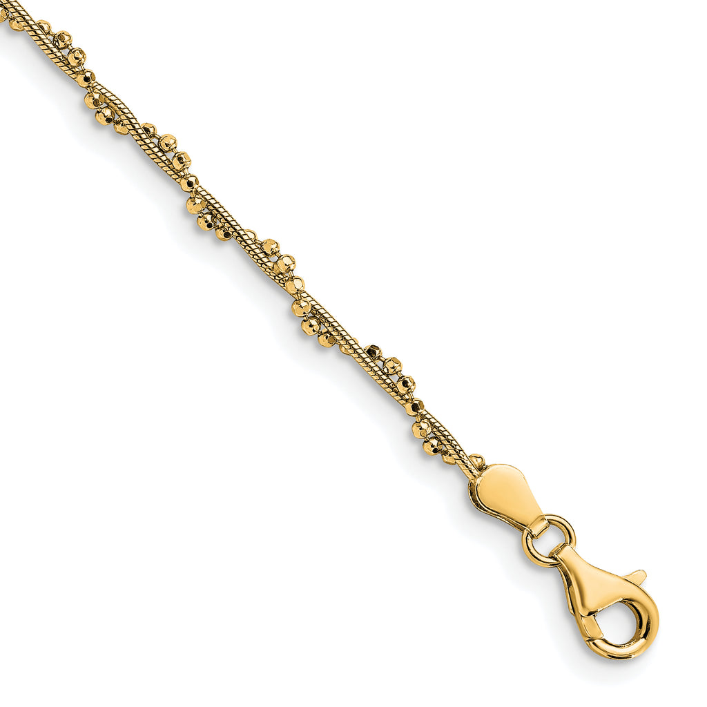 Sterling Silver Gold-plated Twist  9 inch Plus 1 inch Extender - Total 10 inch Anklet