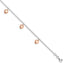 Sterling Silver Rose-tone 18K Flash-plated Hearts 9 inch Plus 1 inch Extender - Total 10 inch Anklet