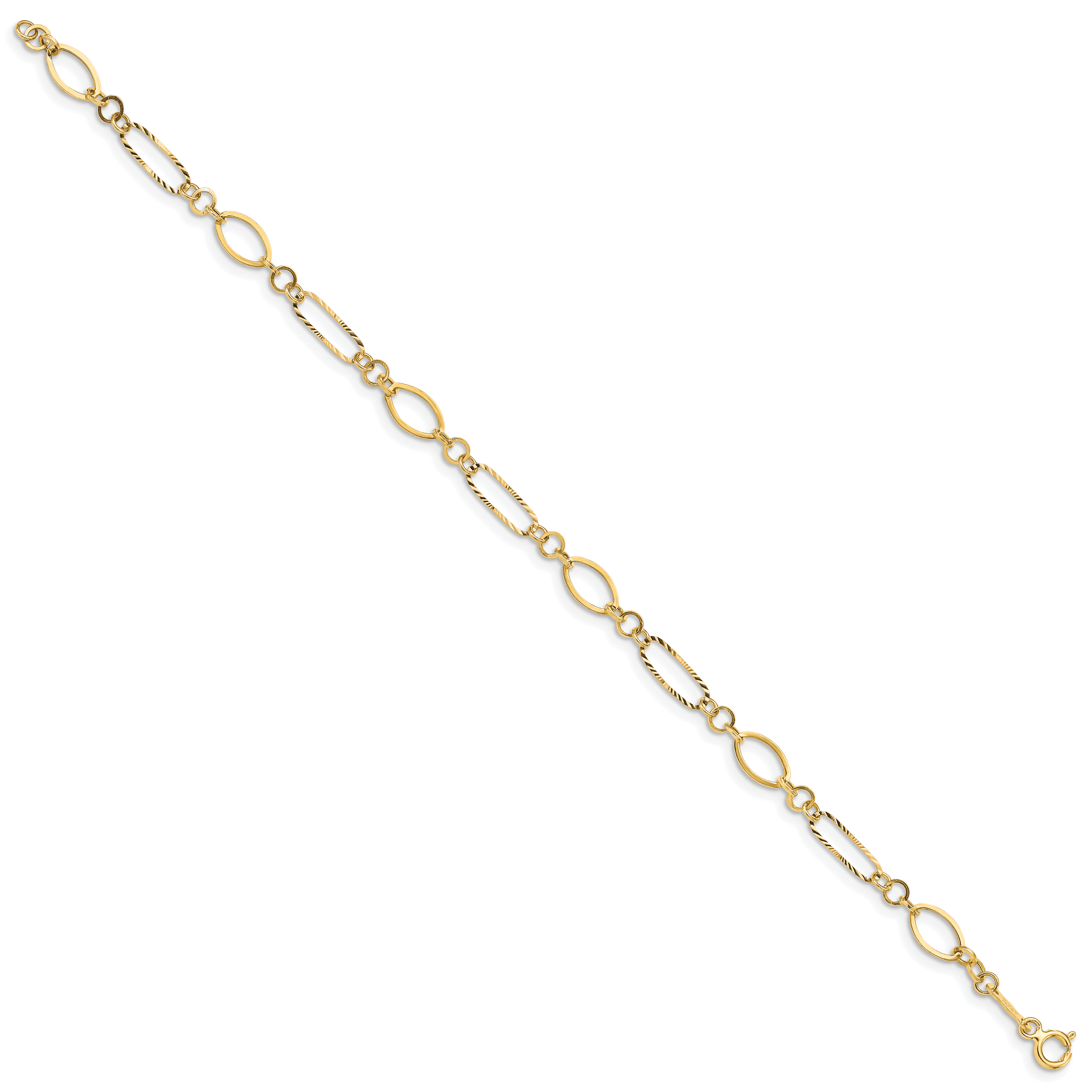 14k Polished and Textured Oval Link 7.25 inch Bracelet Secondary image