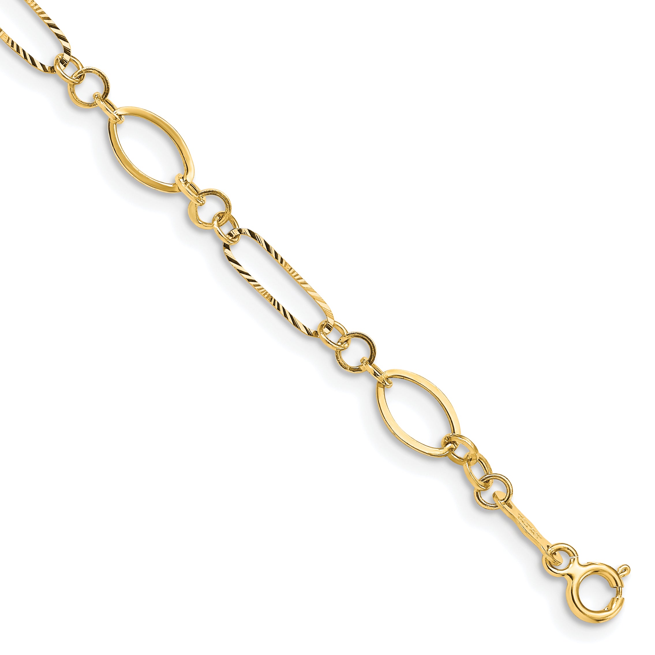 14k Polished and Textured Oval Link 7.25 inch Bracelet Main image