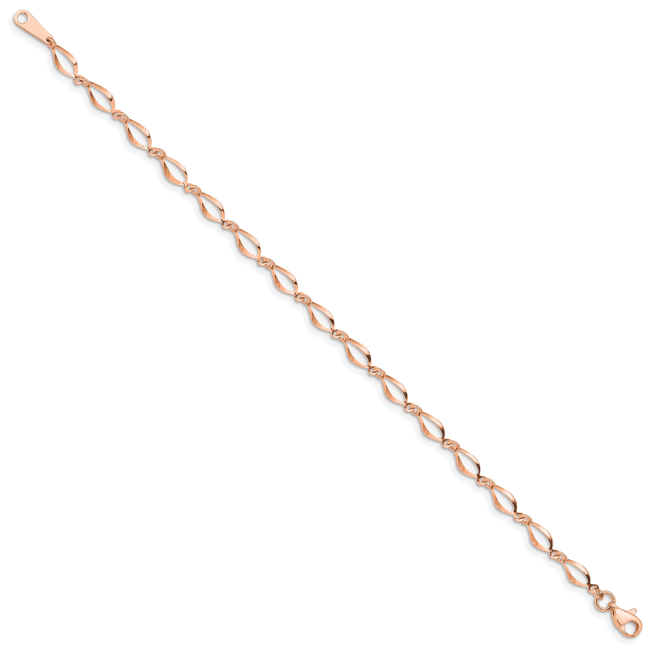 14k Rose Gold Polished Fancy Twisted Link 7.25 inch Bracelet