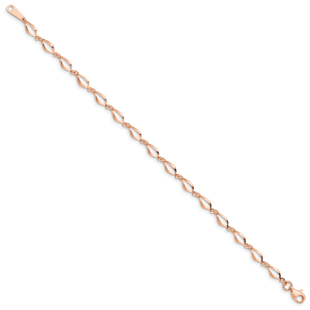 14k Rose Gold Polished Fancy Twisted Link 7.25 inch Bracelet