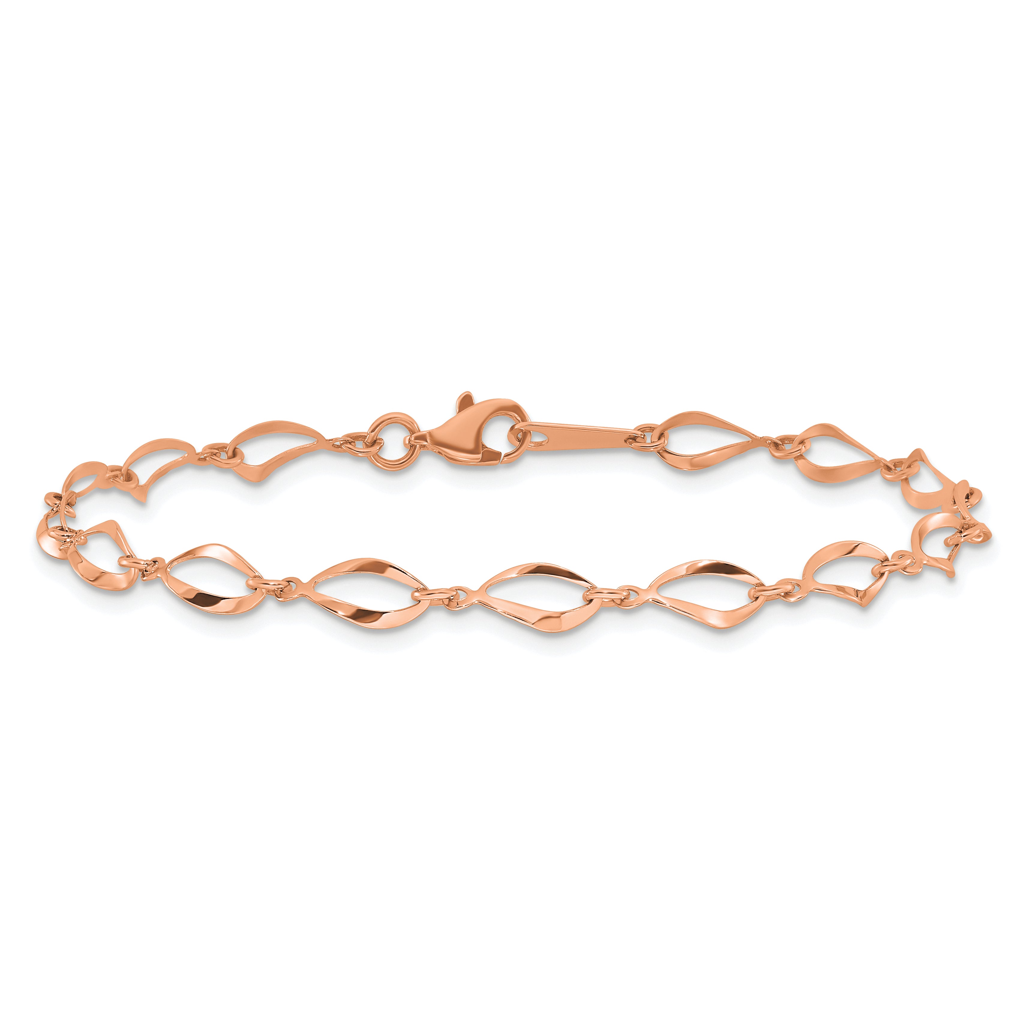 14k Rose Gold Polished Fancy Twisted Link 7.25 inch Bracelet