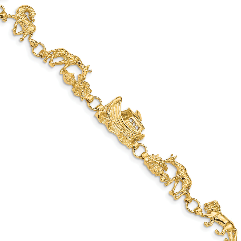 14k Polished Noahs Ark 7 inch Bracelet