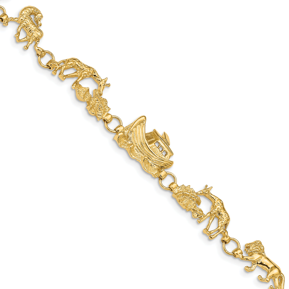 14k Polished Noahs Ark 7 inch Bracelet