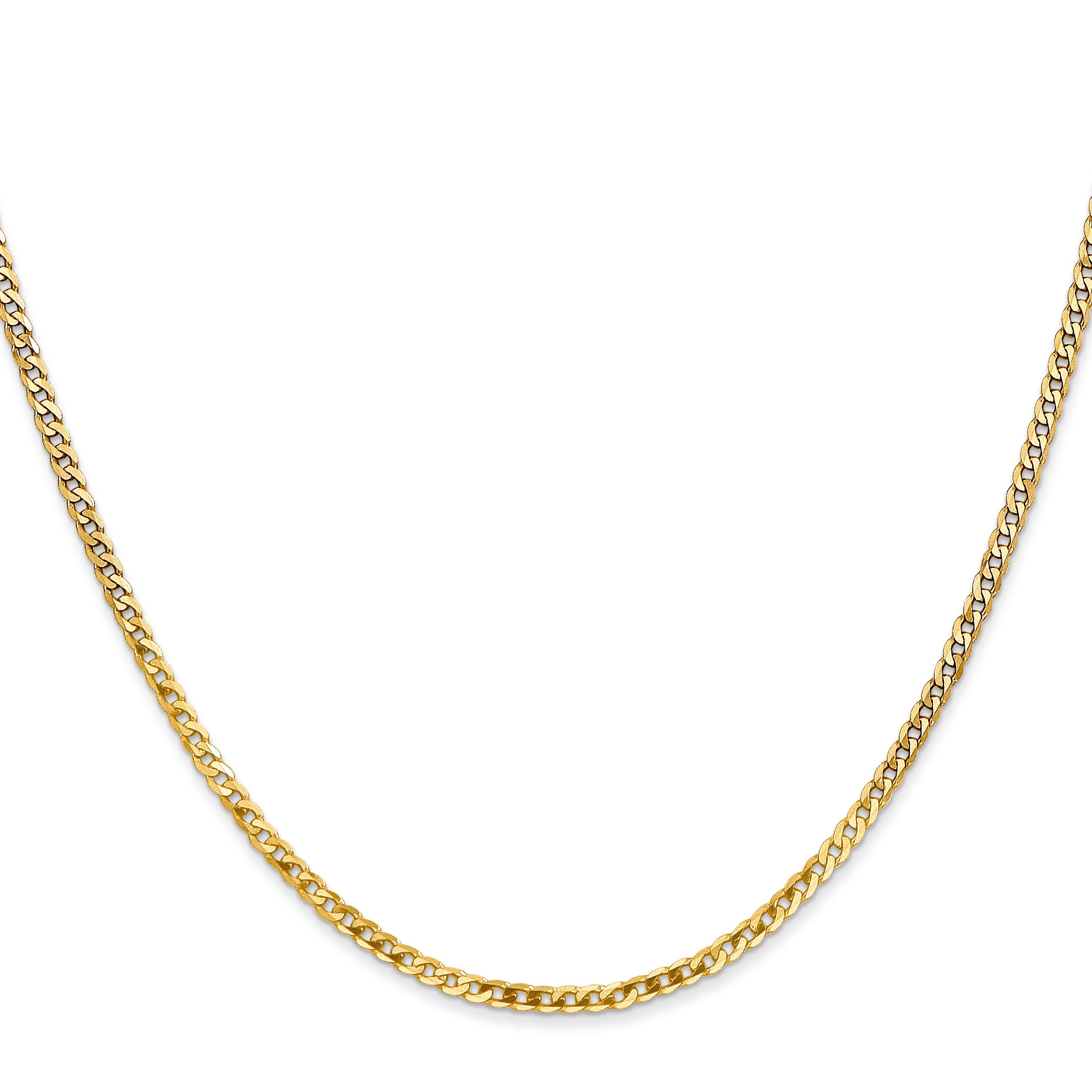 14K 2.2mm Flat Beveled Curb with Lobster Clasp Anklet