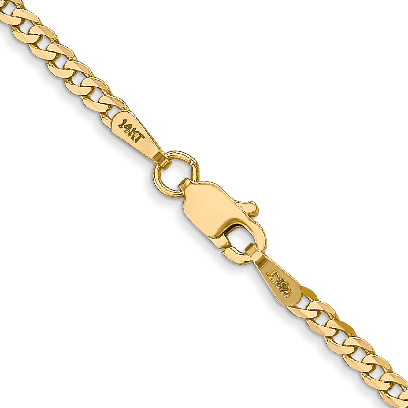 14K 2.2mm Flat Beveled Curb with Lobster Clasp Anklet