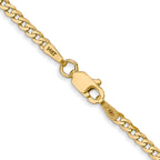 14K Yellow Gold Solid Curb Chain Necklace 2.2mm