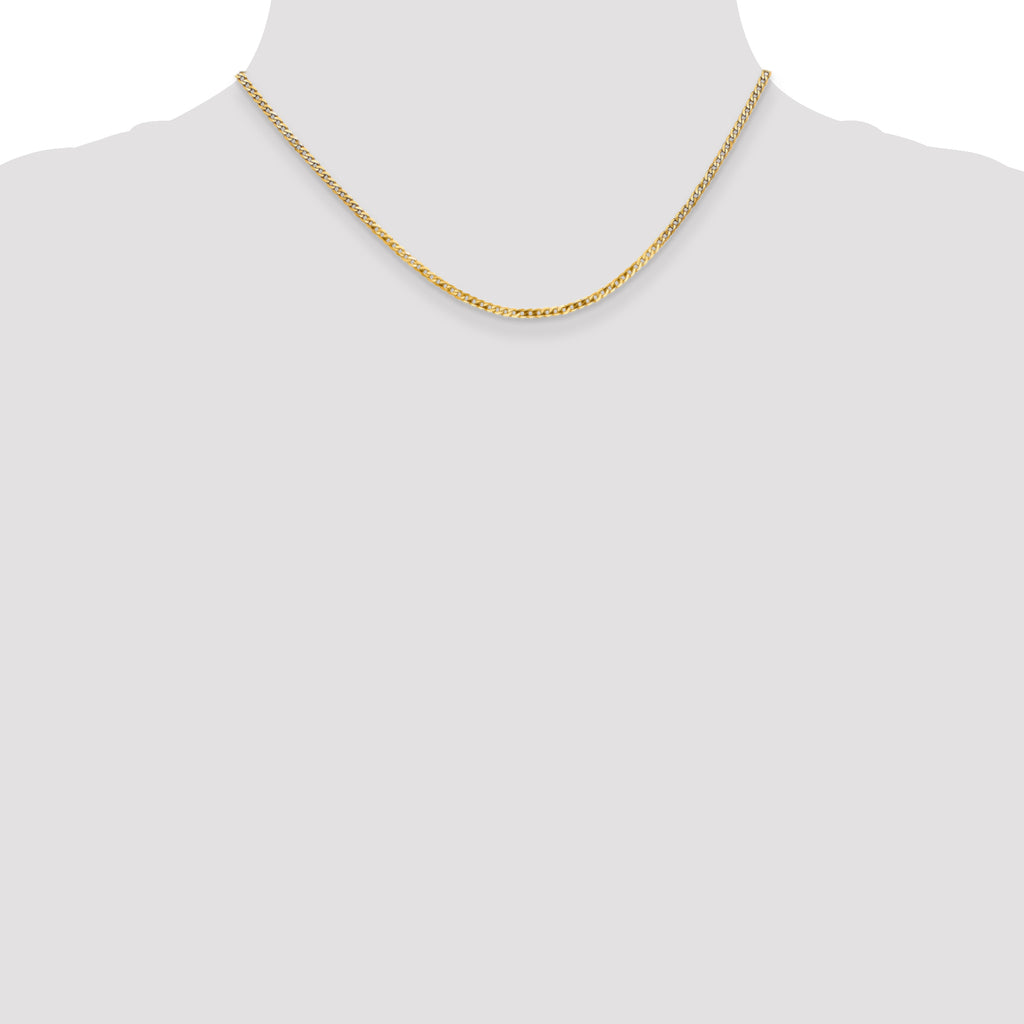 14K 2.2mm Flat Beveled Curb with Lobster Clasp Anklet