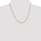 14K Yellow Gold Solid Curb Chain Necklace 2.2mm