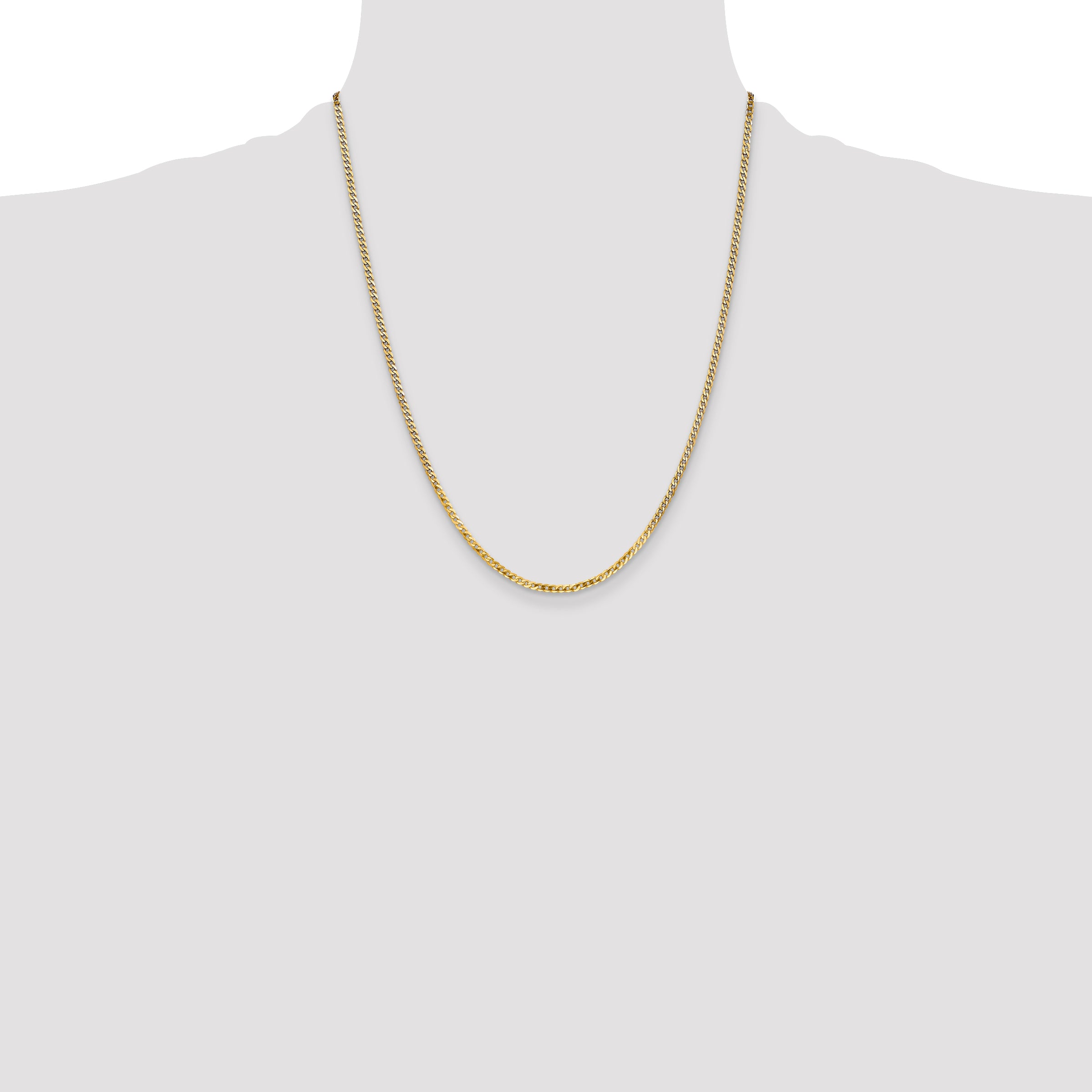 14K 2.2mm Flat Beveled Curb with Lobster Clasp Anklet