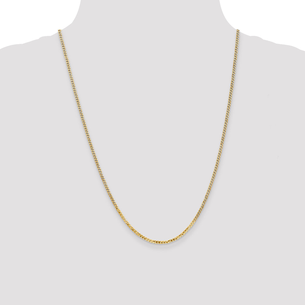 14K 2.2mm Flat Beveled Curb with Lobster Clasp Anklet