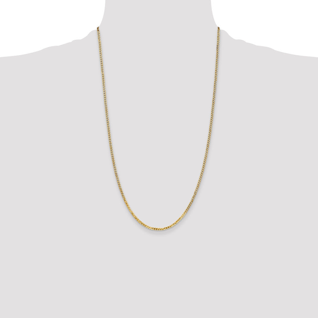 14K 2.2mm Flat Beveled Curb with Lobster Clasp Anklet