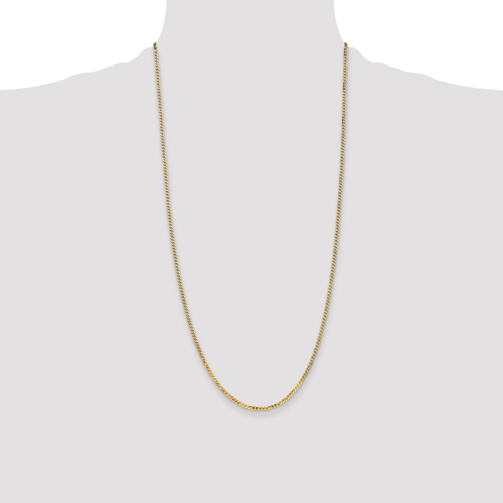 14K 2.2mm Flat Beveled Curb with Lobster Clasp Anklet