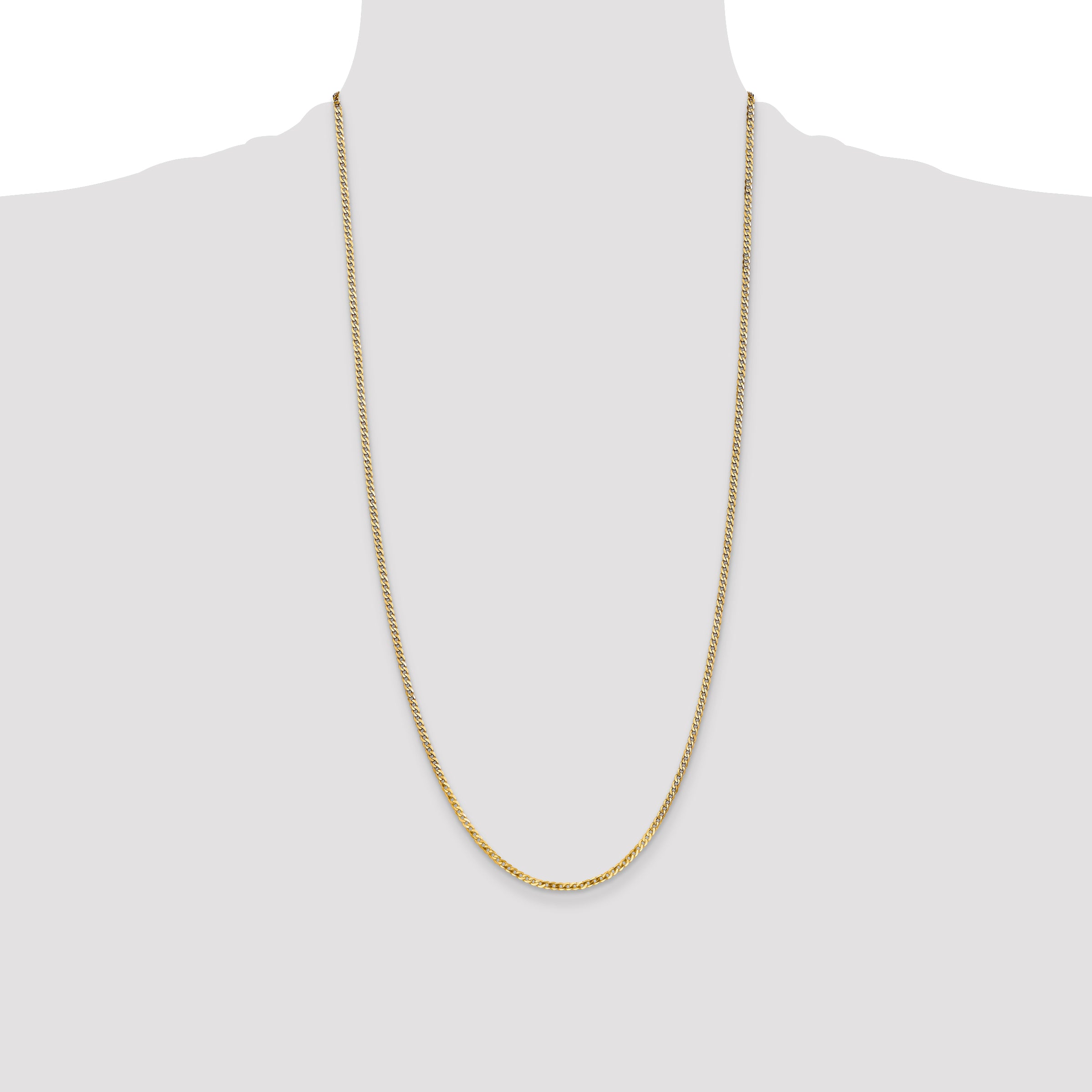 14K 2.2mm Flat Beveled Curb with Lobster Clasp Anklet
