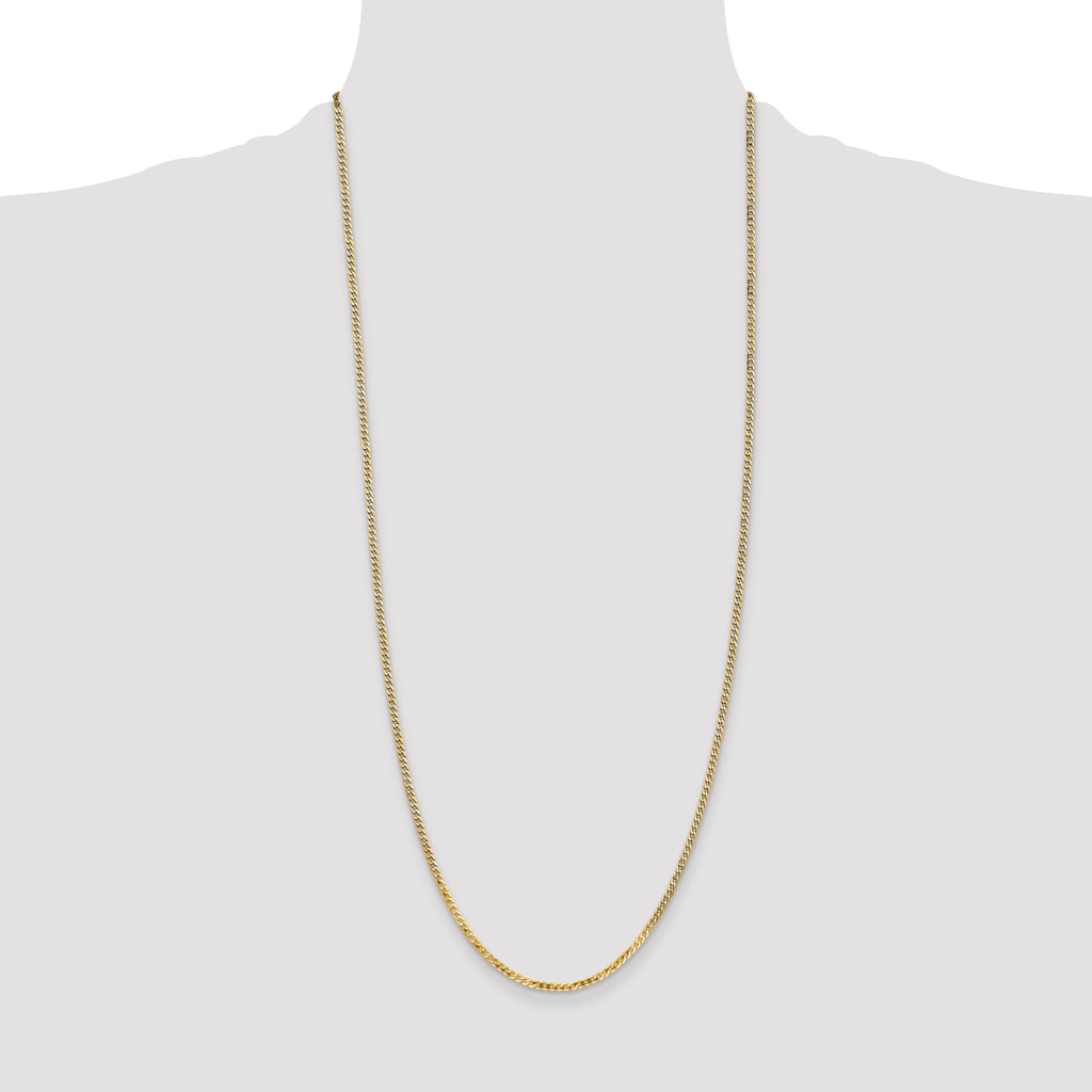 14K 2.2mm Flat Beveled Curb with Lobster Clasp Anklet
