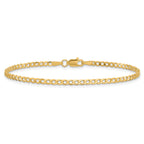 14K 2.2mm Flat Beveled Curb with Lobster Clasp Anklet