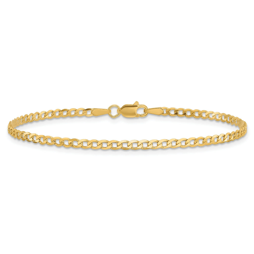14K Yellow Gold Solid Curb Chain Necklace 2.2mm - Sophia Jewelers