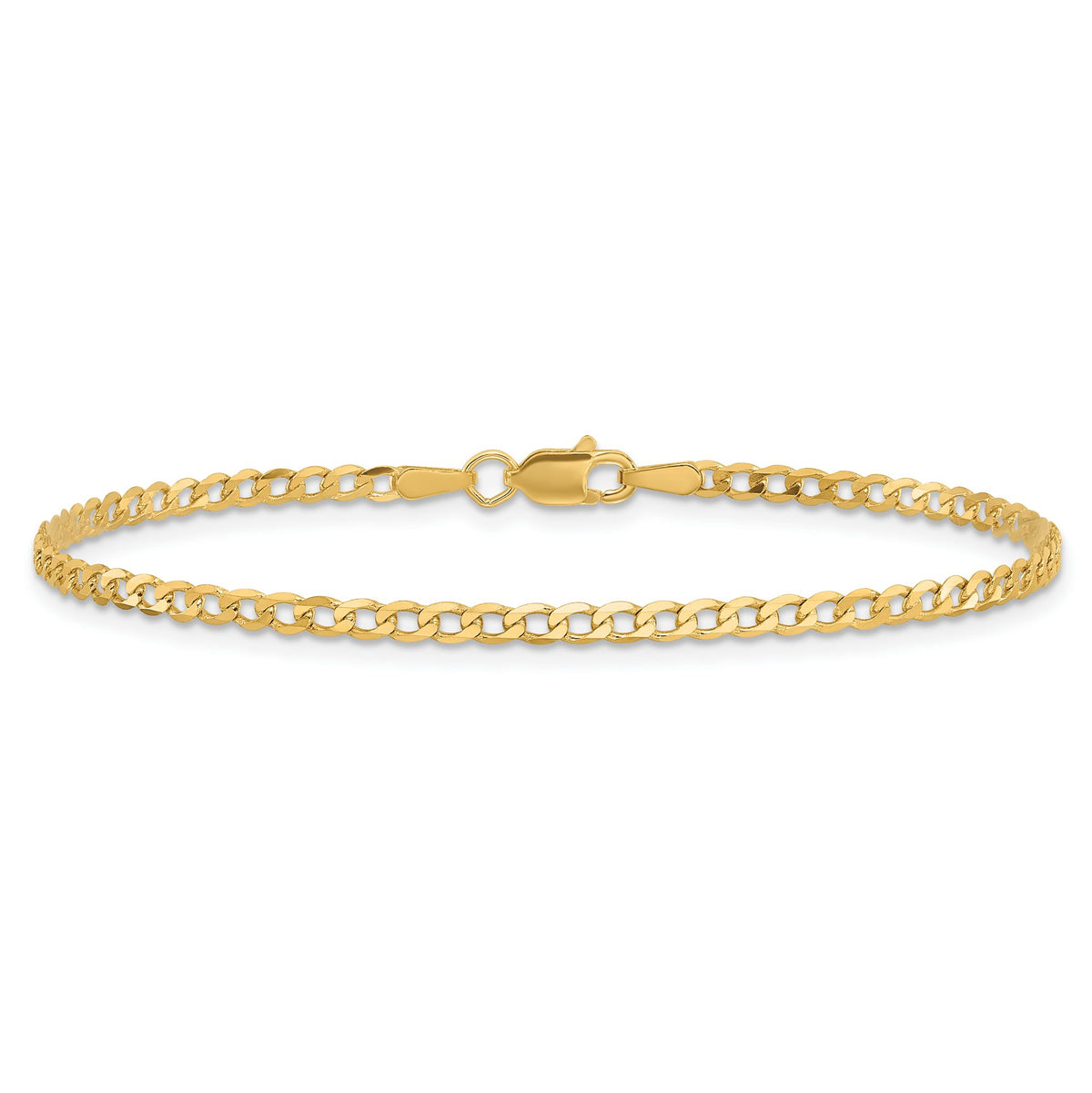 14K Yellow Gold Solid Curb Chain Necklace 2.2mm - Sophia Jewelers