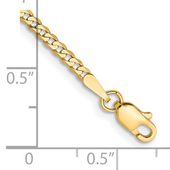 14K 10 inch 2.2mm Flat Beveled Curb with Lobster Clasp Anket