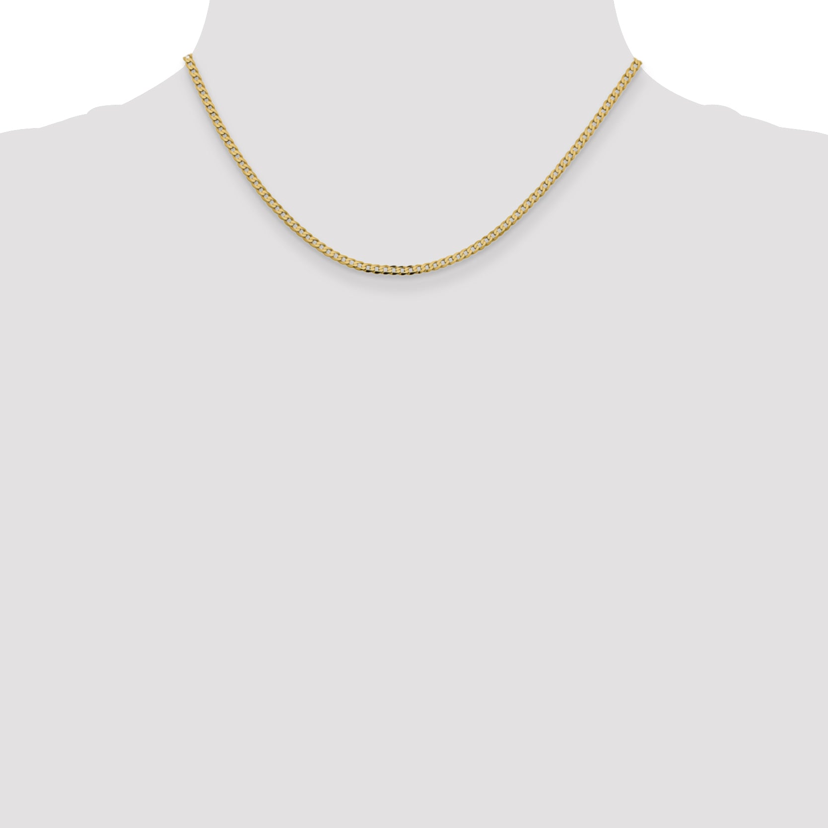 14K 16 inch 2.3mm Flat Beveled Curb with Lobster Clasp Chain