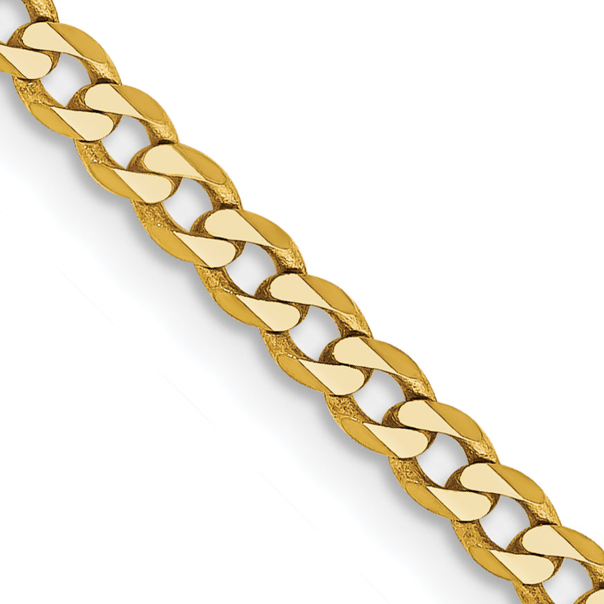 Flat Beveled Curb Chain in 14K Yellow Gold, 2.3mm, 6.75–30 Inch - Sophia Jewelers