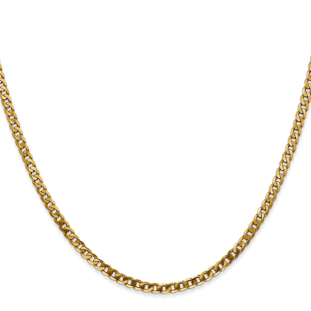 14K Yellow Gold Solid Curb Chain Necklace 2.9mm