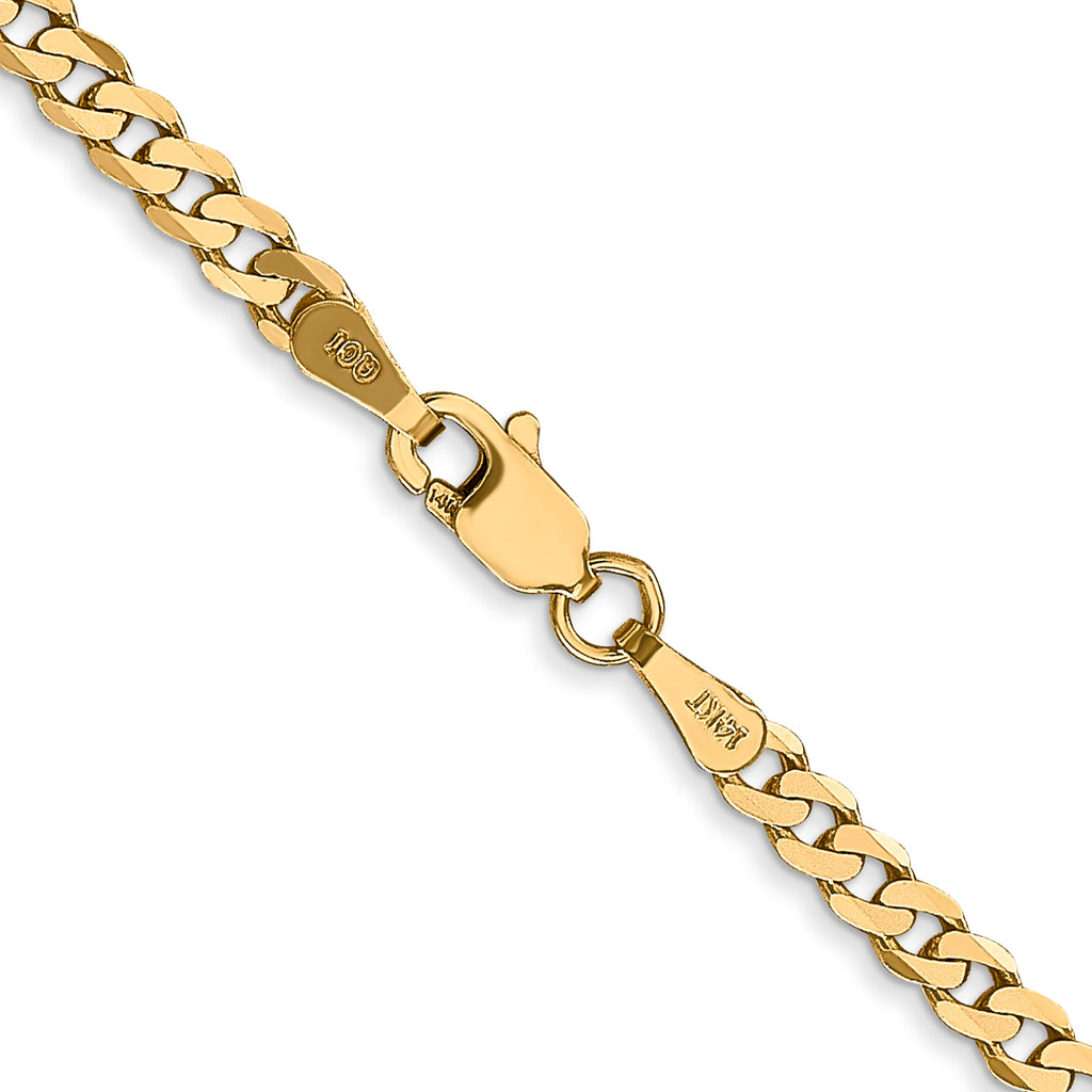 14K Yellow Gold Solid Curb Chain Necklace 2.9mm