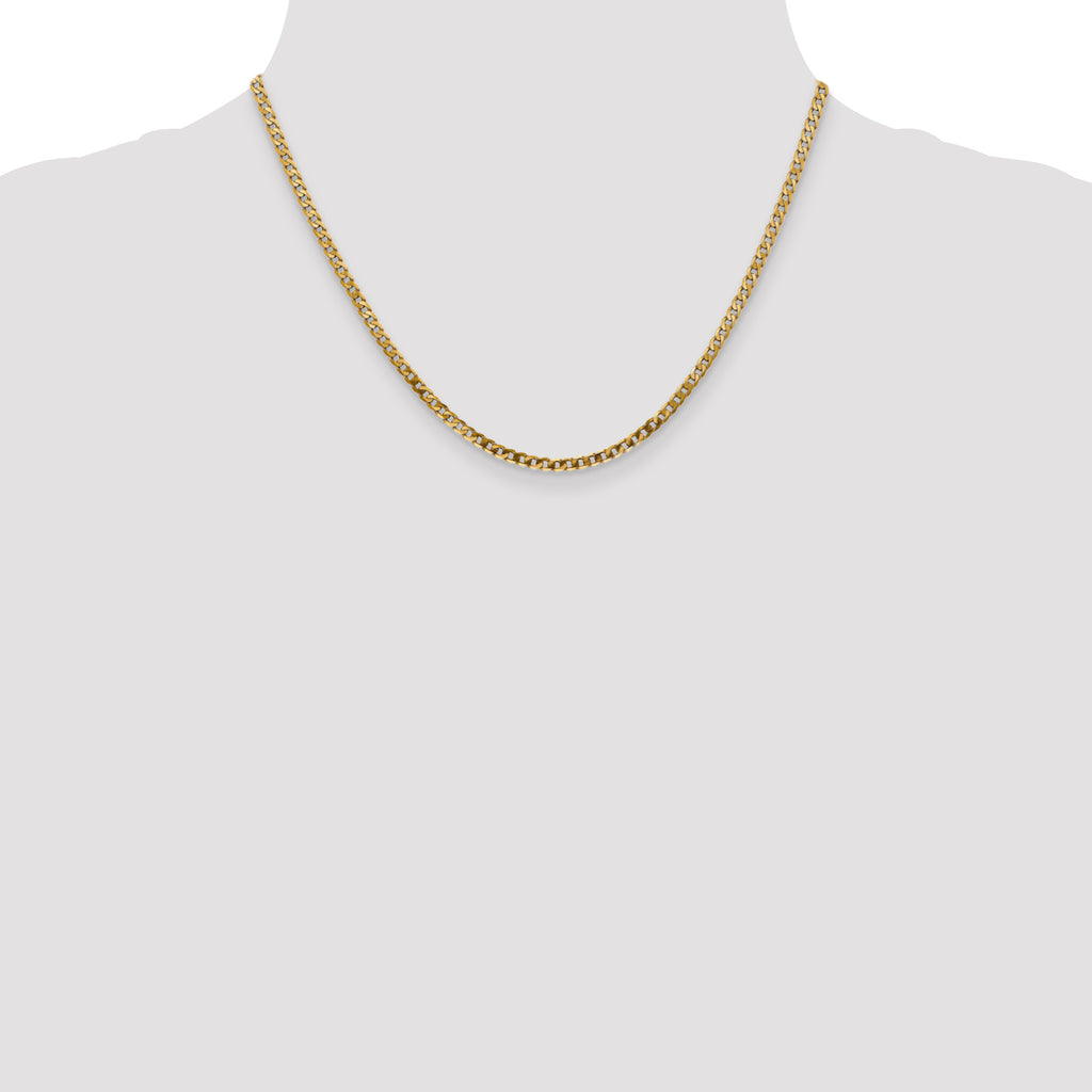 14K 2.9mm Flat Beveled Curb with Lobster Clasp Chain
