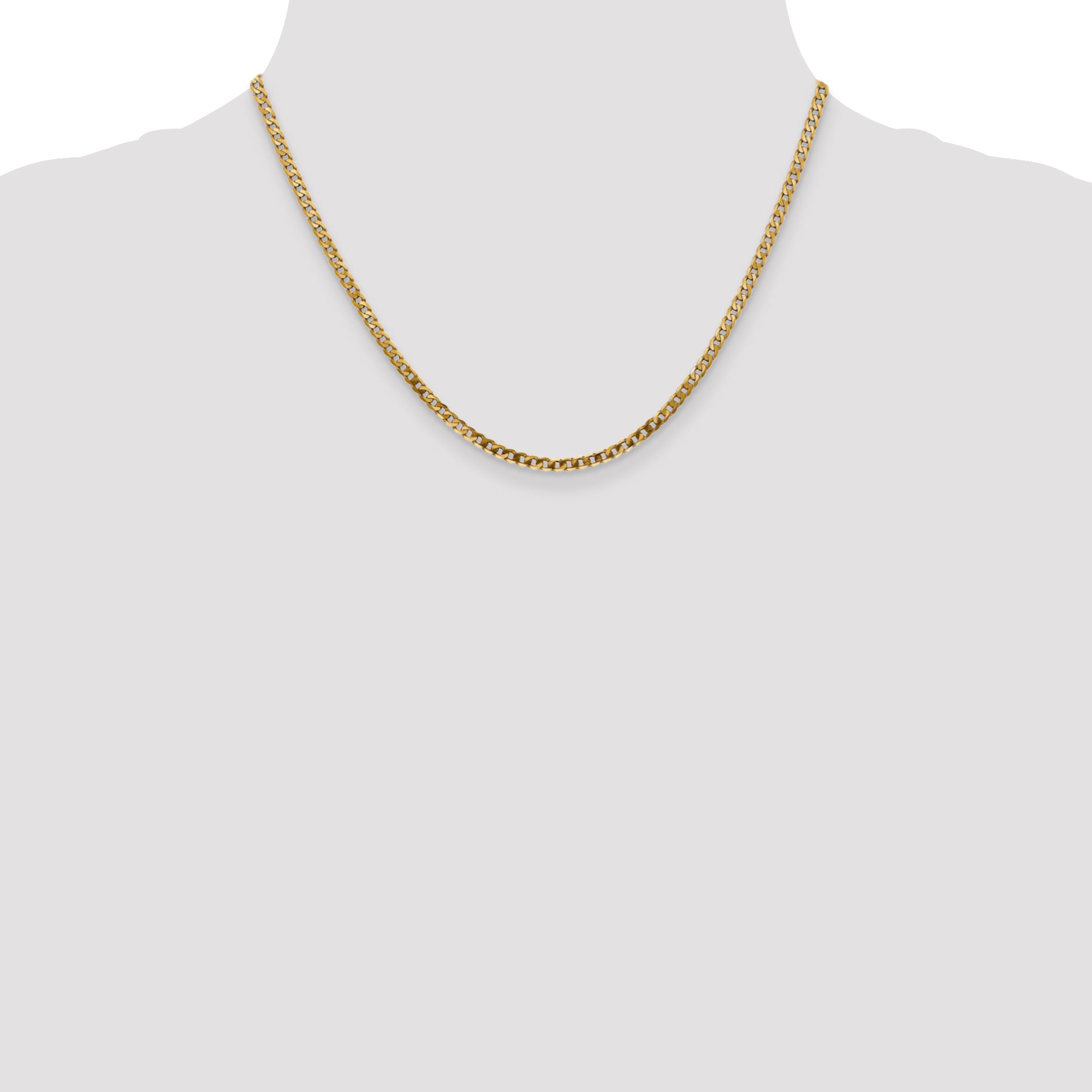 14K 2.9mm Flat Beveled Curb with Lobster Clasp Chain