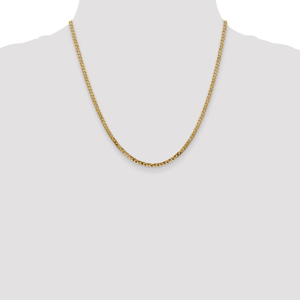 14K 2.9mm Flat Beveled Curb with Lobster Clasp Chain