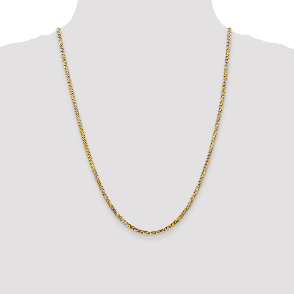 14K 2.9mm Flat Beveled Curb with Lobster Clasp Chain