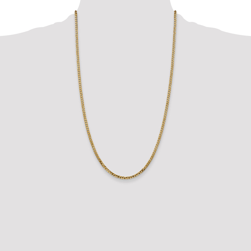 14K 2.9mm Flat Beveled Curb with Lobster Clasp Chain
