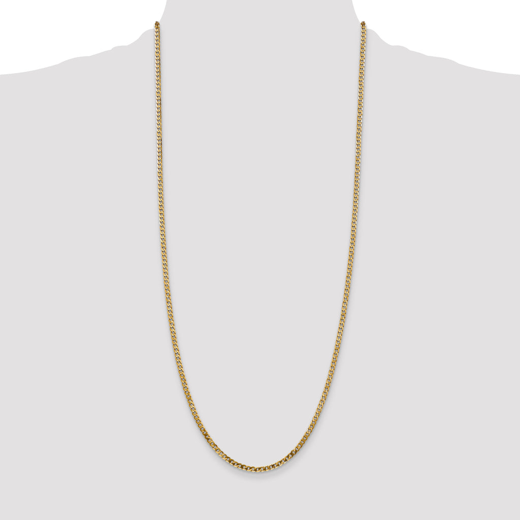 14K 2.9mm Flat Beveled Curb with Lobster Clasp Chain