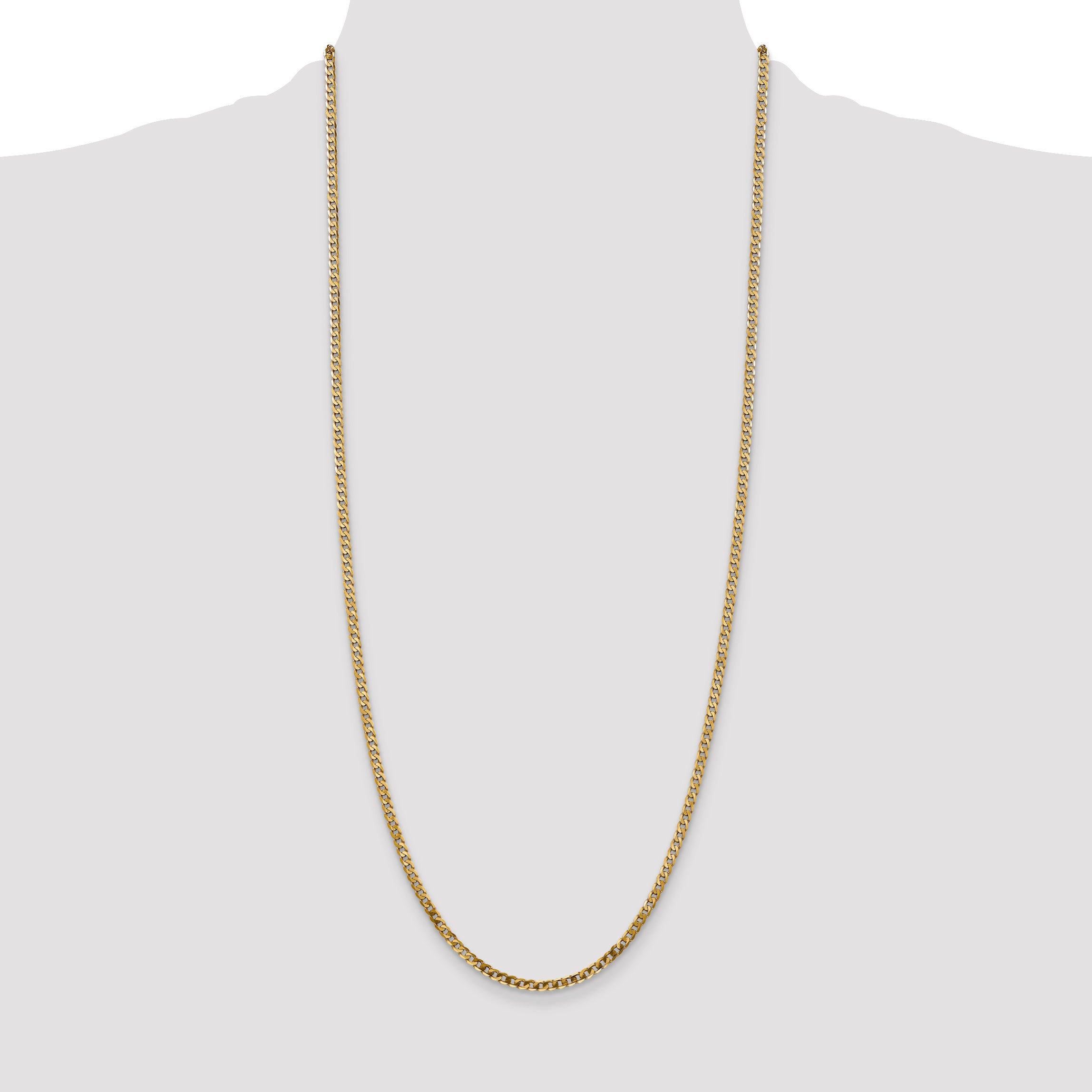 14K 2.9mm Flat Beveled Curb with Lobster Clasp Chain