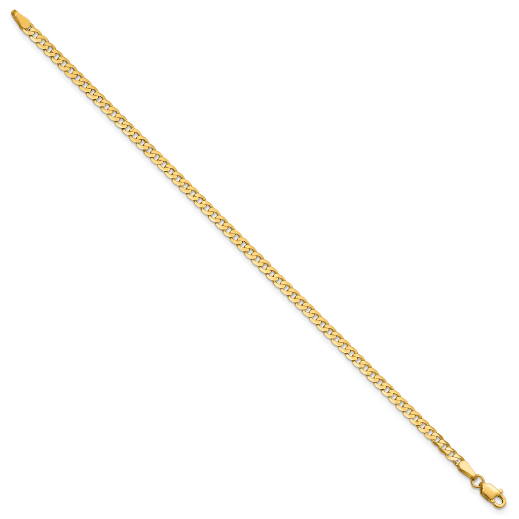 14K 2.9mm Flat Beveled Curb with Lobster Clasp Chain