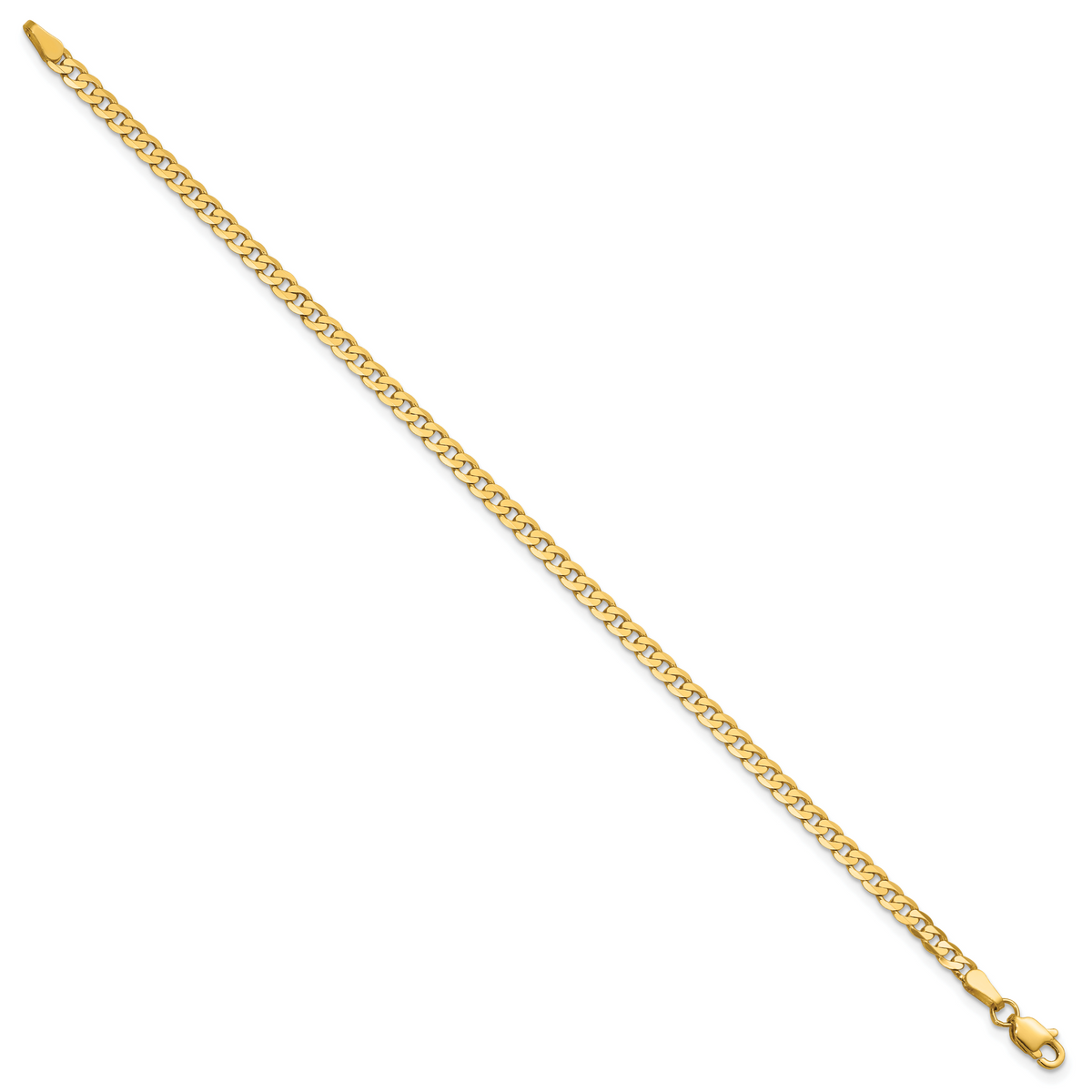 14K 7 inch 2.9mm Flat Beveled Curb with Lobster Clasp Bracelet