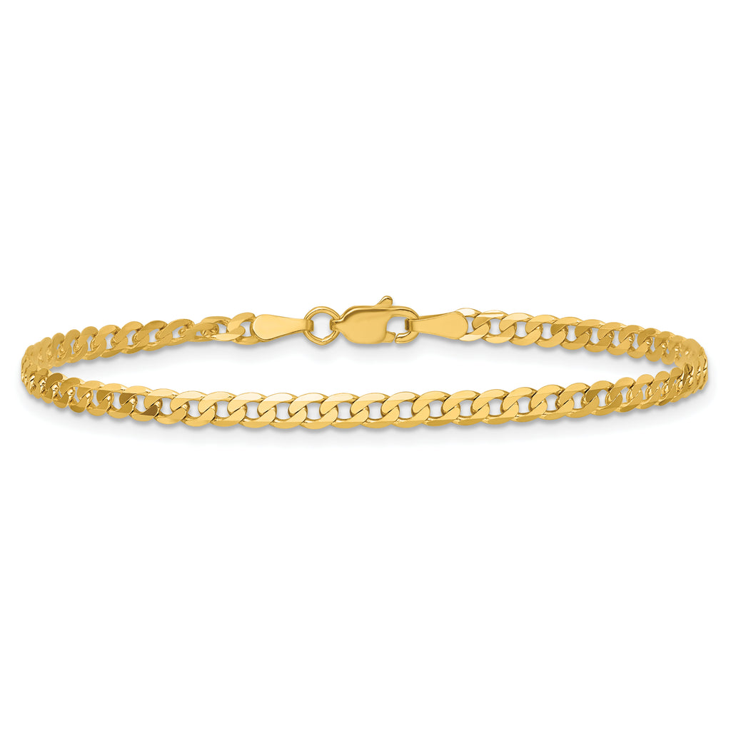 14K 2.9mm Flat Beveled Curb with Lobster Clasp Chain