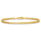 14K 2.9mm Flat Beveled Curb with Lobster Clasp Chain
